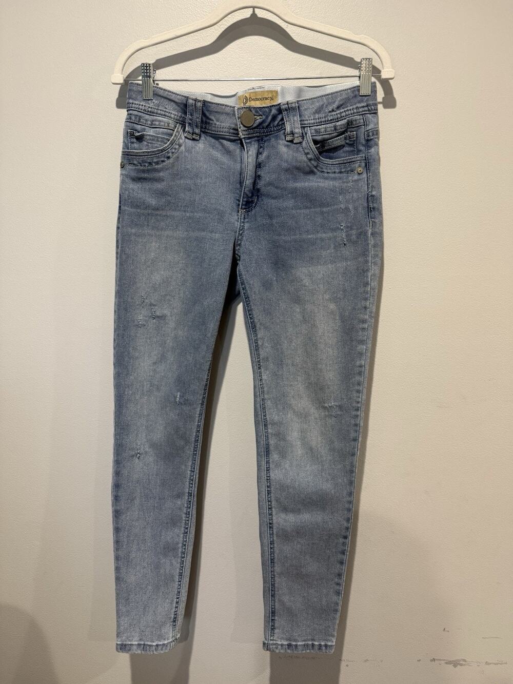 Democracy Ab Technology Skinny Jeans Size 6 Elastic Waist Stretch Light Wash